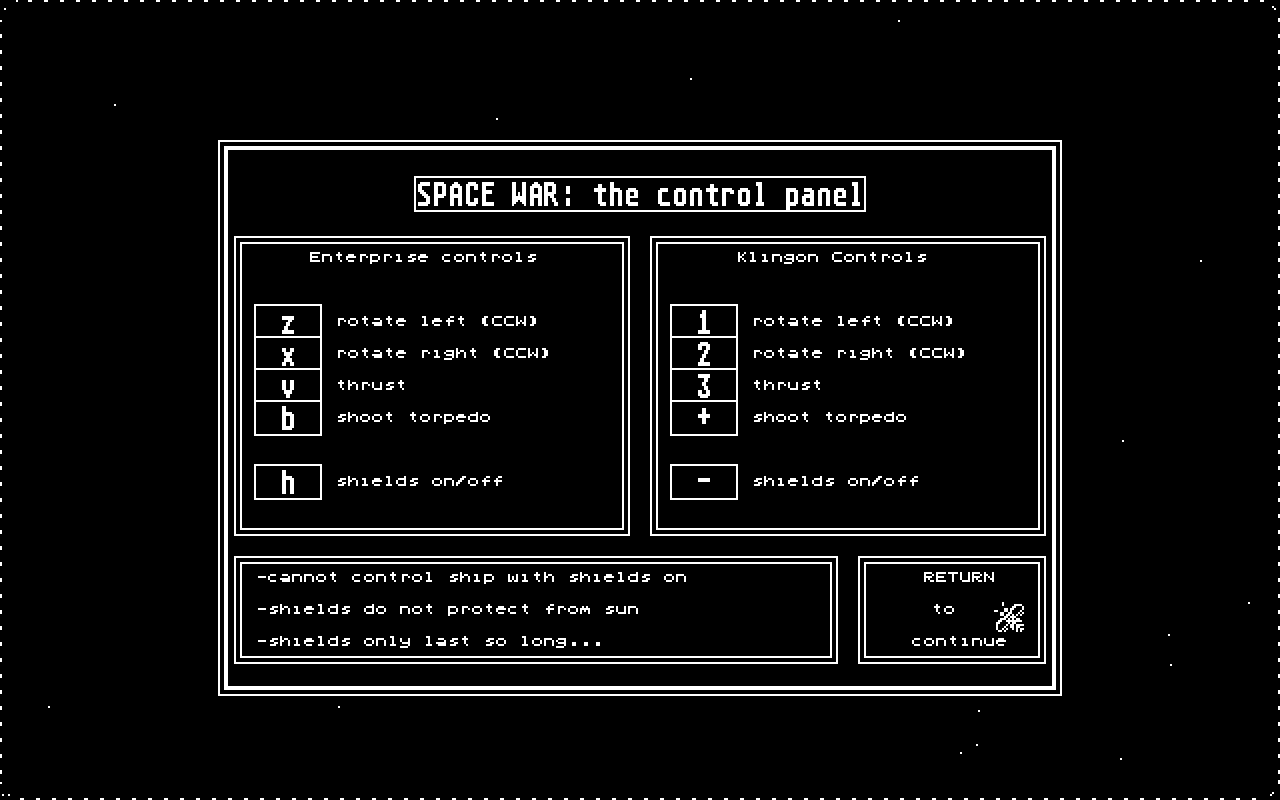 Space War atari screenshot